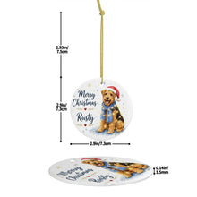 Load image into Gallery viewer, Airedale Terrier Christmas Ornament - Cozy Winter Pet Portrait Design - Personalize with Photo and Name-Christmas Ornament-Christmas,Christmas Ornament,Personalize Artwork-5