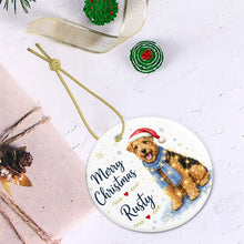 Load image into Gallery viewer, Airedale Terrier Christmas Ornament - Cozy Winter Pet Portrait Design - Personalize with Photo and Name-Christmas Ornament-Christmas,Christmas Ornament,Personalize Artwork-6