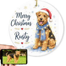 Load image into Gallery viewer, Airedale Terrier Christmas Ornament - Cozy Winter Pet Portrait Design - Personalize with Photo and Name-Christmas Ornament-Christmas,Christmas Ornament,Personalize Artwork-1