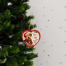 Load image into Gallery viewer, Airedale Terrier Christmas Ornament - Love &amp; Joy Heart Shaped Portrait - Personalize with Photo and Name-Christmas Ornament-Airedale Terrier,Christmas,Christmas Ornament,Personalize Artwork-3