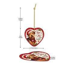 Load image into Gallery viewer, Airedale Terrier Christmas Ornament - Love &amp; Joy Heart Shaped Portrait - Personalize with Photo and Name-Christmas Ornament-Airedale Terrier,Christmas,Christmas Ornament,Personalize Artwork-5