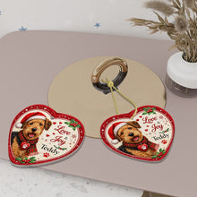 Load image into Gallery viewer, Airedale Terrier Christmas Ornament - Love &amp; Joy Heart Shaped Portrait - Personalize with Photo and Name-Christmas Ornament-Airedale Terrier,Christmas,Christmas Ornament,Personalize Artwork-6