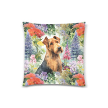 Load image into Gallery viewer, Airedale Terrier in Bloom Throw Pillow Cover-White-ONESIZE-2