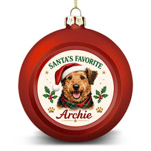 Load image into Gallery viewer, Airedale Terrier Ornament - Classic Red Round Shape - Santa's Favourite Design - Personalized with Photo and Name-Christmas Ornament-Airedale Terrier,Christmas,Christmas Ornament,Personalize Artwork-4
