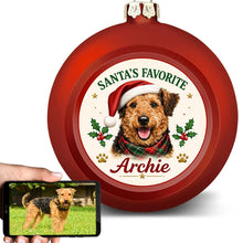 Load image into Gallery viewer, Airedale Terrier Ornament - Classic Red Round Shape - Santa's Favourite Design - Personalized with Photo and Name-Christmas Ornament-Airedale Terrier,Christmas,Christmas Ornament,Personalize Artwork-1