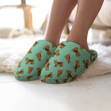 Load image into Gallery viewer, Airedale Terrier Slippers for Women - Playful Airedale Terrier Love - Flannel-Accessories,Airedale Terrier,Dog Mom Gifts,Slippers-4