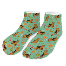 Load image into Gallery viewer, Airedale Terrier Socks - Ankle Length - Flower Garden Airedale Terrier-Accessories-Accessories,Airedale Terrier,Dog Dad Gifts,Socks-Mint Green-One size-11