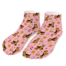 Load image into Gallery viewer, Airedale Terrier Socks - Ankle Length - Flower Garden Airedale Terrier-Accessories-Accessories,Airedale Terrier,Dog Dad Gifts,Socks-Pink-One size-6