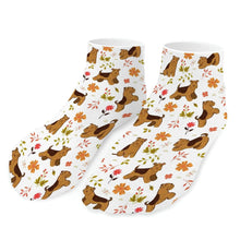 Load image into Gallery viewer, Airedale Terrier Socks - Ankle Length - Flower Garden Airedale Terrier-Accessories-Accessories,Airedale Terrier,Dog Dad Gifts,Socks-White-One size-1