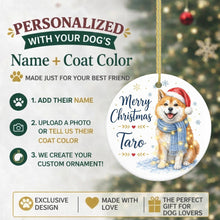 Load image into Gallery viewer, Akita Christmas Ornament - Cozy Winter Pet Portrait Design - Personalize with Photo and Name-Christmas Ornament-Christmas,Christmas Ornament,Personalize Artwork-2