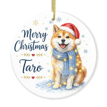 Load image into Gallery viewer, Akita Christmas Ornament - Cozy Winter Pet Portrait Design - Personalize with Photo and Name-Christmas Ornament-Christmas,Christmas Ornament,Personalize Artwork-3
