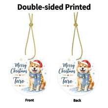 Load image into Gallery viewer, Akita Christmas Ornament - Cozy Winter Pet Portrait Design - Personalize with Photo and Name-Christmas Ornament-Christmas,Christmas Ornament,Personalize Artwork-4