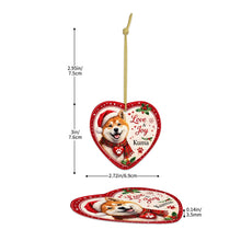 Load image into Gallery viewer, Akita Christmas Ornament - Love &amp; Joy Heart Shaped Portrait - Personalize with Photo and Name-Christmas Ornament-Akita,Christmas,Christmas Ornament,Personalize Artwork-5