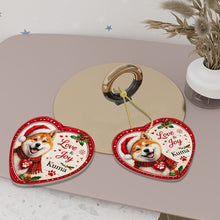 Load image into Gallery viewer, Akita Christmas Ornament - Love &amp; Joy Heart Shaped Portrait - Personalize with Photo and Name-Christmas Ornament-Akita,Christmas,Christmas Ornament,Personalize Artwork-6