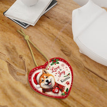 Load image into Gallery viewer, Akita Christmas Ornament - Love &amp; Joy Heart Shaped Portrait - Personalize with Photo and Name-Christmas Ornament-Akita,Christmas,Christmas Ornament,Personalize Artwork-7