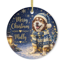 Load image into Gallery viewer, Alaskan Malamute Christmas Ornament - Cozy Winter Pet Portrait Design - Personalize with Photo and Name-Christmas Ornament-Christmas,Christmas Ornament,Personalize Artwork-3