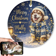 Load image into Gallery viewer, Alaskan Malamute Christmas Ornament - Cozy Winter Pet Portrait Design - Personalize with Photo and Name-Christmas Ornament-Christmas,Christmas Ornament,Personalize Artwork-1