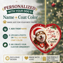 Load image into Gallery viewer, Alaskan Malamute Christmas Ornament - Love &amp; Joy Heart Shaped Portrait - Personalize with Photo and Name-Christmas Ornament-Alaskan Malamute,Christmas,Christmas Ornament,Personalize Artwork-2