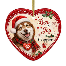 Load image into Gallery viewer, Alaskan Malamute Christmas Ornament - Love &amp; Joy Heart Shaped Portrait - Personalize with Photo and Name-Christmas Ornament-Alaskan Malamute,Christmas,Christmas Ornament,Personalize Artwork-4