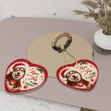 Load image into Gallery viewer, Alaskan Malamute Christmas Ornament - Love &amp; Joy Heart Shaped Portrait - Personalize with Photo and Name-Christmas Ornament-Alaskan Malamute,Christmas,Christmas Ornament,Personalize Artwork-6