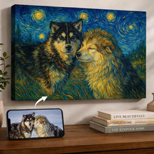 Load image into Gallery viewer, Photo of starry night inspired Alaskan Malamute wall art