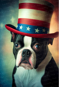 All American Boston Terrier Wall Art Poster-Art-Boston Terrier, Dog Art, Home Decor, Poster-1