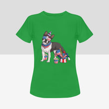 Load image into Gallery viewer, All American Boston Terrier Women&#39;s 4th July Cotton T-Shirts - 5 Colors-Apparel-Apparel, Boston Terrier, Shirt, T Shirt-9