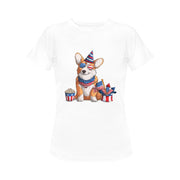 All American Corgi Women's 4th July Cotton T-Shirt-Apparel-Apparel, Corgi, Shirt, T Shirt-5