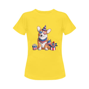 All American Corgi Women's 4th July Cotton T-Shirt-Apparel-Apparel, Corgi, Shirt, T Shirt-6