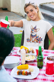 All American Corgi Women's 4th July Cotton T-Shirt-Apparel-Apparel, Corgi, Shirt, T Shirt-7