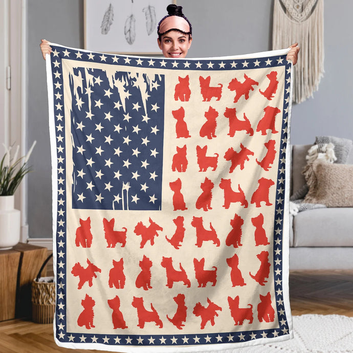 All American Westie Love Soft Warm Fleece Blanket-Blanket-Blankets, Dogs, Home Decor, West Highland Terrier-Small-1