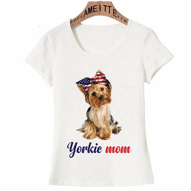 All American Yorkie Mom Womens T Shirt-Apparel-Apparel, Dogs, T Shirt, Yorkshire Terrier, Z1-White-XXXL-1