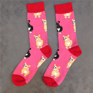 All The Corgis I Love Corgi Socks - 7 Designs-Accessories, Corgi, Dogs, Socks-Pink with Red Highlights-EUR35-43-5