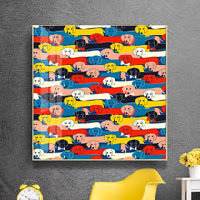 Load image into Gallery viewer, Image of a square dachshund art poster on the wall