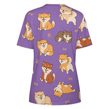 Load image into Gallery viewer, All the Shibas I Love All Over Print Women&#39;s Cotton T-Shirt - 4 Colors-Apparel-Apparel, Shiba Inu, Shirt, T Shirt-10