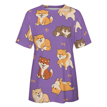 Load image into Gallery viewer, All the Shibas I Love All Over Print Women&#39;s Cotton T-Shirt - 4 Colors-Apparel-Apparel, Shiba Inu, Shirt, T Shirt-11