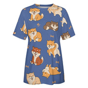 All the Shibas I Love All Over Print Women's Cotton T-Shirt - 4 Colors-Apparel-Apparel, Shiba Inu, Shirt, T Shirt-12