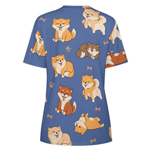 All the Shibas I Love All Over Print Women's Cotton T-Shirt - 4 Colors-Apparel-Apparel, Shiba Inu, Shirt, T Shirt-15