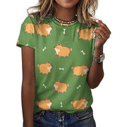 All the Shibas I Love All Over Print Women's Cotton T-Shirt - 4 Colors-Apparel-Apparel, Shiba Inu, Shirt, T Shirt-16