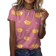 All the Shibas I Love All Over Print Women's Cotton T-Shirt - 4 Colors-Apparel-Apparel, Shiba Inu, Shirt, T Shirt-2