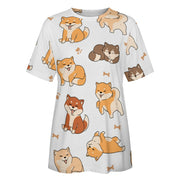 All the Shibas I Love All Over Print Women's Cotton T-Shirt - 4 Colors-Apparel-Apparel, Shiba Inu, Shirt, T Shirt-3