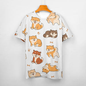 All the Shibas I Love All Over Print Women's Cotton T-Shirt - 4 Colors-Apparel-Apparel, Shiba Inu, Shirt, T Shirt-4
