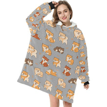 Load image into Gallery viewer, All The Shibas I Love Blanket Hoodie-31