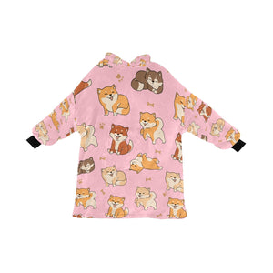All The Shibas I Love Blanket Hoodie for Women - 4 Colors-Apparel-Apparel, Blankets-Pink-ONE SIZE-11
