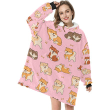 Load image into Gallery viewer, All The Shibas I Love Blanket Hoodie for Women - 4 Colors-Apparel-Apparel, Blankets-3