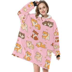All The Shibas I Love Blanket Hoodie for Women - 4 Colors-Apparel-Apparel, Blankets-3