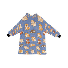 Load image into Gallery viewer, All The Shibas I Love Blanket Hoodie-CornflowerBlue-ONE SIZE-17