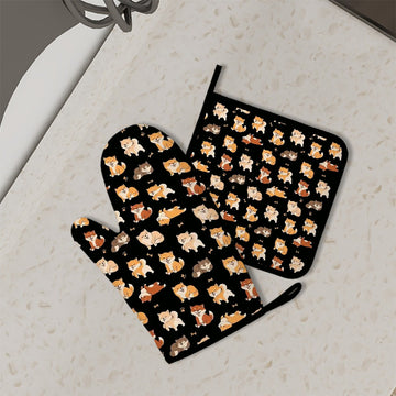 All The Shibas I Love Oven Mitts And Pot Holder Set 3 360x