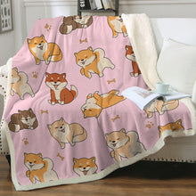 Load image into Gallery viewer, All the Shibas I Love Soft Warm Fleece Blanket - 4 Colors-Blanket-Blankets, Home Decor, Shiba Inu-11