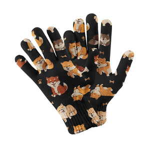 All the Shibas I Love Touch Screen Gloves-Accessories-Accessories, Dog Dad Gifts, Dog Mom Gifts, Gloves, Shiba Inu-Black-4